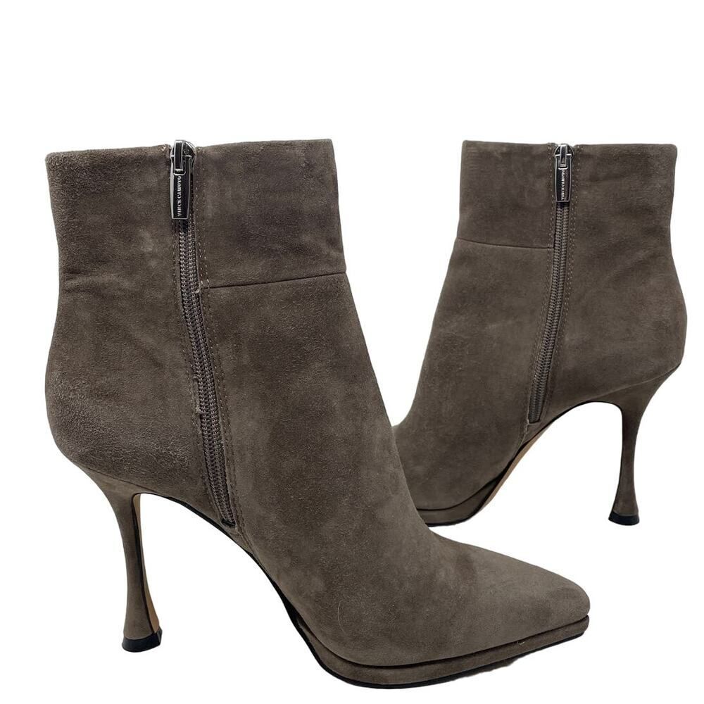 Vince Camuto Pitonnda Dress Boots 7.5 Womens Leather Suede Pointed Toe Sable Chi - Picture 2 of 12